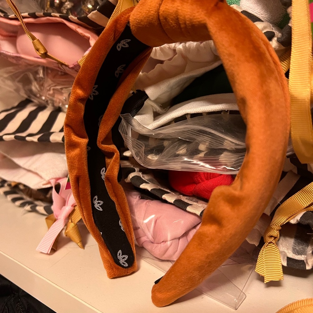 Orange Velvet Hair Accessory Padded Headband - Picture 2 of 2